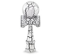 Ganzoo Kendama in Legno di faggio Vero, Design Flash Bianco con fulmini Neri, Gioco Tradizionale Giapponese di destrezza con Sfera Forata, Cordino in Nylon e 3 Coppe