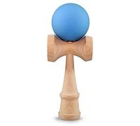Ganzoo Kendama in Vero Legno di faggio, Modello Matt LightBlue Azzurro Chiaro e Legno, Gioco Tradizionale con 3 Coppe di Cattura e Punta, Palla con Foro su Cordino Nylon, 16 cm, 6 cm