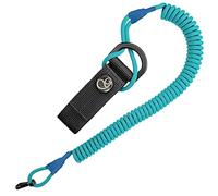 Ganzoo laccio a spirale estensibile per chiavi e accessori, 48 cm fino a 150 cm, rivestimento in paracord 4 mm, moschettone per aggancio rapido, fissaggio con chiusura a strappo e bottone, himmelblau