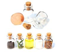 Ganzoo mini flaconcini in vetro trasparente 1,5 ml con tappo in sughero, set da 20 per decorazioni, fai da te e matrimonio, altezza 25 mm, diametro 15 mm, apertura 11 mm, per perline e glitter