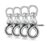 Ganzoo moschettone a forbice con giunto girevole, testa girevole a scatto, acciaio legato, argento, 61 mm, set 4 per guinzaglio cane, collare, paracord 550, applicazioni portachiavi e cordini