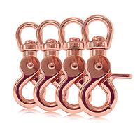 Ganzoo moschettone a forbice con testa girevole e anello di fissaggio, colore oro rosa, 4 pz in acciaio legato 61 mm, per guinzaglio collare, paracord 550, portachiavi, cinturini e borse