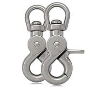 Ganzoo moschettone a forbice con testa rotante e giunto girevole a 360 gradi, argento opaco, acciaio legato, 61 mm, apertura interna 13x12 mm, occhiello 12x11 mm, peso 32 g, confezione da 2