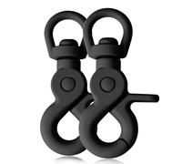 Ganzoo moschettone a forbice per accessori cani, rivestimento in silicone nero, snodo girevole 360 gradi e testa girevole per collegare guinzaglio e collare, set 2 pezzi, lunghezza 61 mm, asola 10 mm