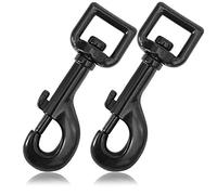 Ganzoo moschettoni a scatto con rotazione 360° e chiusura a bullone, lunghezza 80 mm, set da 2 pezzi, gancio in lega di zinco nero per guinzagli, collari, paracord 550, accessori campeggio e fai da te