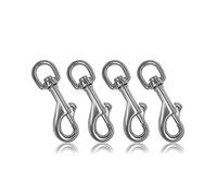 Ganzoo moschettoni con snodo girevole 360, chiusura a bullone e scatto, colore argento, lunghezza 65 mm, set 4, per guinzagli cani e collari, zaini, occhiello 11 mm