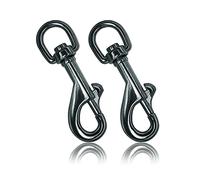 Ganzoo moschettoni con snodo girevole 360° e chiusura a bullone, lunghezza 75 mm, colore titanio, set 2, ganci a scatto in lega di zinco e acciaio legato, per guinzaglio cani, cordini, lacci e cinghie