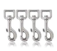 Ganzoo moschettoni con snodo girevole 360 e chiusura a bullone, lunghezza 80 mm, 4 pezzi, moschettoni a scatto in lega di zinco, finitura argento, per guinzaglio cani, corde, cinghie e accessori vari