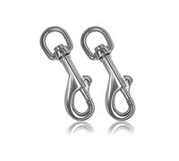 Ganzoo moschettoni con snodo girevole per accessori e animali, 65 mm, set 2, ganci a scatto con chiusura a bullone, lega di zinco color argento, per guinzagli, paracord, borse, zaini e portachiavi