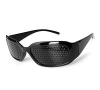 Ganzoo occhiali a griglia forati per allenamento visivo e relax occhi, Pinhole Glasses forma A nero, stanghette pieghevoli, plastica 24 g, larghezza 150 mm, aste 140 mm, 1 pz uso vicino e lontano