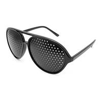 Ganzoo occhiali a griglia per esercizi visivi e rilassamento, occhiali pinhole con micro aperture per vicino e lontano, montatura in plastica nera, ferretto con aste pieghevoli, forma C, 150 mm, 24 g