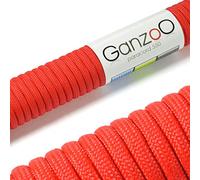 Ganzoo Paracord 550 4 mm tipo 3 rosso, corda 30 m nylon e poliestere con 7 fili interni e rivestimento 32 fili, per campeggio e attivita outdoor, bracciali, collari, guinzagli e impugnature