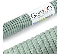 Ganzoo Paracord 550, corda da 4mm, 15 Metri, Poliestere, Tipo 3-7 fili interni, fai da te guinzaglio per cani collare bracciale, campeggio sopravvivenza e corda multifunzione, argento-grigio