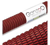 Ganzoo Paracord 550 corda multiuso 31 m, 4 mm rosso nero, per annodatura e intreccio bracciali, per realizzare guinzaglio e collare per cani fai da te, corda resistente per survival fino a 250 kg
