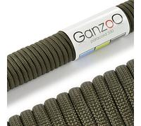 Ganzoo Paracord 550 corda universale in nylon da paracadute, resistente allo strappo, 15 m colore verde felce, portata 250 kg, per nodi robusti, legature e fissaggi in esterno e bricolage