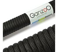 Ganzoo Paracord 550 tipo 3 corda 4 mm nera 15 m, 7 fili interni con guaina esterna resistente, per bracciali e portachiavi, guinzaglio e collare per cani fai da te, campeggio, trekking e sopravvivenza