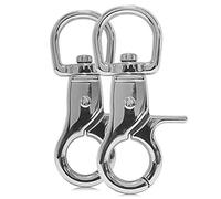 Ganzoo set 2 ganci a moschettone con giunto girevole, testa girevole tipo triggerhead per guinzaglio e collare cane, lega di acciaio, 60 mm, occhiello 15 mm, argento, per paracord e portachiavi