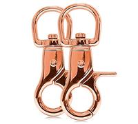 Ganzoo set 2 ganci moschettone a forbice con snodo girevole, acciaio legato antiruggine, L 60 mm, Roségold, per guinzaglio/collare, 550, chiavi, borse