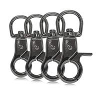 Ganzoo set 4 moschettoni con testa girevole e giunto rotante, tipo trigger a grilletto, in acciaio legato colore titanio, 60 mm, occhiello 15 mm, per guinzaglio cane collare pettorina e paracord 550