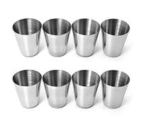 Ganzoo set 8 bicchierini shot 25 ml in acciaio inossidabile argento, bicchieri infrangibili per grappa e liquori, lavabili in lavastoviglie, antiruggine, compatti per degustazione, 4 cm x Ø 3 cm