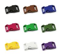 Ganzoo set 9 chiusure a scatto in plastica 20mm, 9 colori multicolore, clip a innesto per passaggio 20x4mm, per paracord, collare cane, bracciale, zaino, borsa e cinghie, misura totale 45x28mm