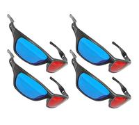 Ganzoo - Set da 4 occhiali anaglifi per fare giochi in 3D al PC o in TV, colore: Rosso/Blu