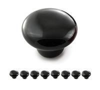 Ganzoo set da 8 pomelli per mobili, porcellana e ceramica, nero, stile vintage shabby chic antico, superficie liscia lucida, misura 32 mm diametro e 23 mm profondita, fissaggio tramite vite regolabile