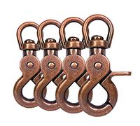 Ganzoo set di 4 moschettoni girevoli per guinzaglio e collare, testa a scatto con giunto rotante 360 gradi, zinco pressofuso 61 mm, dimensioni passaggio 13x12 mm, colore rame marrone, per paracord 550