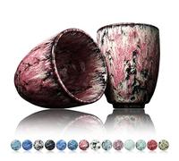 Ganzoo tazze da caffè in ceramica 200 ml, design senza impugnatura, confezione da 2, tazza da tè e cappuccino, motivo contemporaneo, pezzi unici colorati, color tiziano