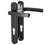 GANZTECH 1 set maniglia per porta in alluminio UPVC nero, 92 mm PZ (centri), piastra posteriore 212 mm, 122 mm da vite a vite, maniglia per porta in PVC di ricambio nera