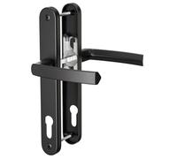 GANZTECH 1 set maniglia per porta in alluminio UPVC nero, 92 mm PZ (centri), piastra posteriore 243 mm, 210 mm da vite a vite, maniglia della porta in PVC di ricambio nera