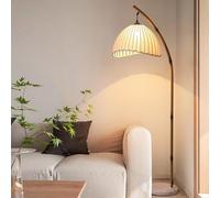 GAOAZHEN Elegante Lampada da Pesca in bambù, Rustica, Lampada da Terra in Vimini E27 con Paralume in Rattan ad Arco, Perfetta per soggiorni e camere da Letto, Elegante Illuminazione per la casa.