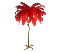 GAOAZHEN Lampada da Terra Moderna in Piuma di Struzzo Rossa da 35 Pezzi con luci Regolabili e Interruttore a Pedale, Perfetta per camere da Letto e soggiorni, Elegante Arredamento per la casa da 90 c