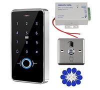 Gaocinys Kit di controllo degli accessi porta RFID IP68 impermeabile tastiera con impronta digitale, alimentazione 12V, pulsante interruttore porta in metallo, 10 portachiavi IC per casa/appartamento