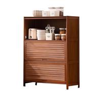 GAOCUNBING Credenza da cucina per la casa, in legno, autoportante, a più livelli, con design a persiana, scarpiera per cucina, ingresso marrone, altezza 106 cm