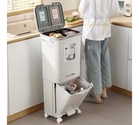 GAOCUNBING Pattumiera da cucina, separazione asciutta e umida, sistema di separazione dei rifiuti alimentari a due sezioni, con base antiscivolo e scomparti interni rimovibili, pattumiera stretta da