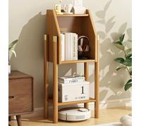 GAOCUNBING Piccola libreria a piedi alti con cassetto, espositore multistrato in bambù, per camera da letto, ufficio, libri, studio, colore legno, 80 cm