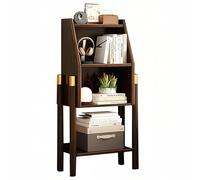 GAOCUNBING Piccola libreria a piedi alti con cassetto, in bambù, multi strato, vetrinetta per camera da letto, ufficio, libri, studio, noce, 105 cm