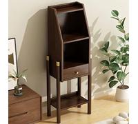 GAOCUNBING Piccola libreria a piedi alti con cassetto, in bambù, multi strato, vetrinetta per camera da letto, ufficio, libri, studio, noce, 116 cm