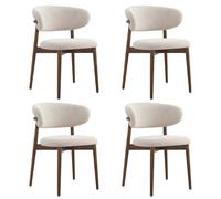 GAOCUNBING Sedie da pranzo in legno massello con cuscino in lino e schienale curvo, sedie da cucina imbottite, sedia singola per il tempo libero, per soggiorno, camera da letto, ristorante, noce, 4