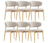 GAOCUNBING Sedie da pranzo in legno massello con cuscino in lino e schienale curvo, sedie da cucina imbottite, sedia singola per il tempo libero, per soggiorno, camera da letto, ristorante, legno, 6