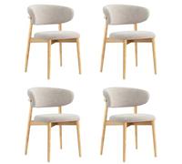 GAOCUNBING Sedie da pranzo in legno massello con cuscino in lino e schienale curvo, sedie da cucina imbottite, sedia singola per il tempo libero, per soggiorno, camera da letto, ristorante, legno, 4