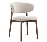 GAOCUNBING Sedie da pranzo in legno massello con cuscino in lino e schienale curvo, sedie da cucina imbottite, sedia singola per il tempo libero, per soggiorno, camera da letto, ristorante, noce, 1