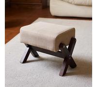 GAOCUNBING Sgabello poggiapiedi multiuso, pouf ottomano, gambe a X e cuscino in schiuma spessa, poggiapiedi in tessuto di lino per camera da letto, soggiorno e cucina, color noce, 1 pezzo