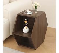 GAOCUNBING Tavolino da caffè esagonale in legno massello, può essere posizionato orizzontalmente o verticalmente multifunzionale tavolino per soggiorno, camera da letto, noce, 63 x 54,5 x 35 cm