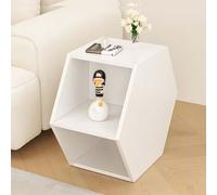 GAOCUNBING Tavolino da caffè esagonale in legno massello, può essere posizionato orizzontalmente o verticalmente multifunzionale per soggiorno, camera da letto, bianco, 63 x 54,5 x 35 cm