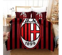 gaodashang Copripiumino Calcio Badge Biancheria da Letto 3D Kit Tessili per la casa in Tre Pezzi-AC Milan-King (200 * 230) -AC Milan