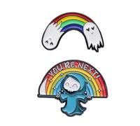 Gaoderch 2pcs Cartoon Creativo Punk Ghost Halloween Spilla Pin Arcobaleno Creativo Metallo Scheletro Ghost Spilla Bella Arcobaleno Ghost Smalto Pin per Abbigliamento Zaino Accessori