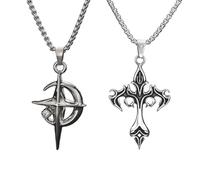 Gaodercha 2 collane gotiche con croce emo, punk, grunge, punk, crocifisse, gioielli per Halloween, Natale, San Valentino, gioielli gotici, regalo per donne e uomini
