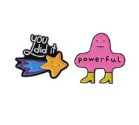 Gaodercha 2pcs Colorato Lettera Smalto Pin Citazioni Ispiranti Spille L'hai fatto Potente Cartone Animato Creativo Rosa Spilla Creativa Geometrica A Forma di Stella Spilla per Abbigliamento Zaino
